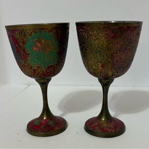 Vintage Ornate Goblets with Floral Design